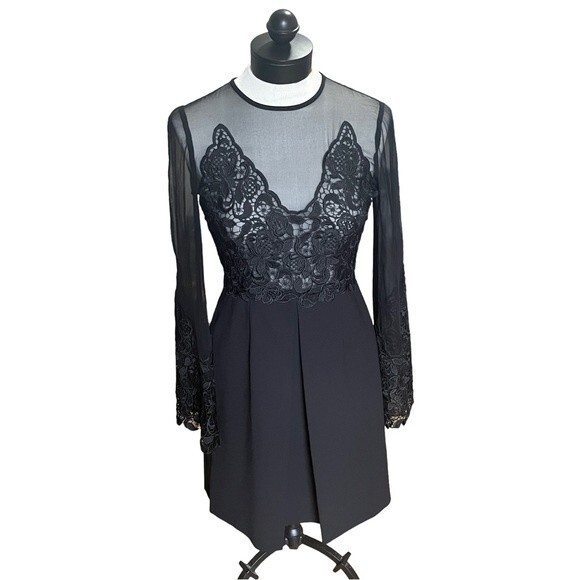 Jill Stuart Illusion Lace Black Dress Size 4 - Picture 1 of 12